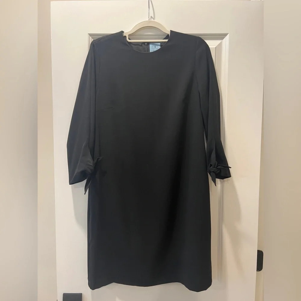 Women’s Black Midi Careerwear Office Chic Boss LBD Crew Neck 3/4 Sleeve Dress